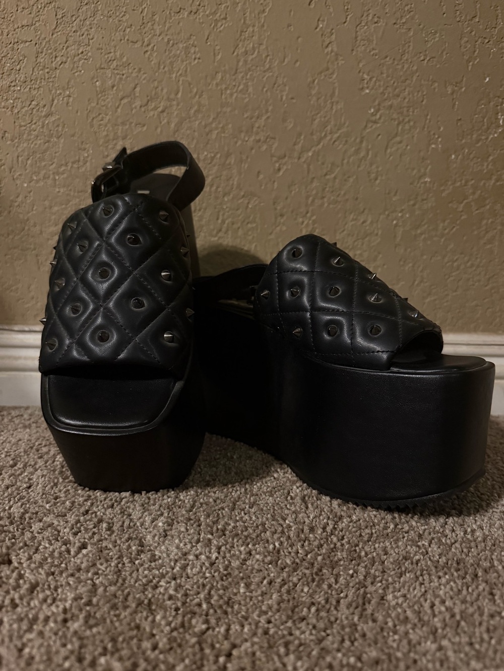 NEW! Black Quilted Stud Platform Sandals NEW! Never worn!